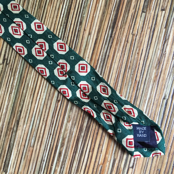 Polo by Ralph Lauren Tie Green Cream Red 100% Silk - Picture 7 of 8